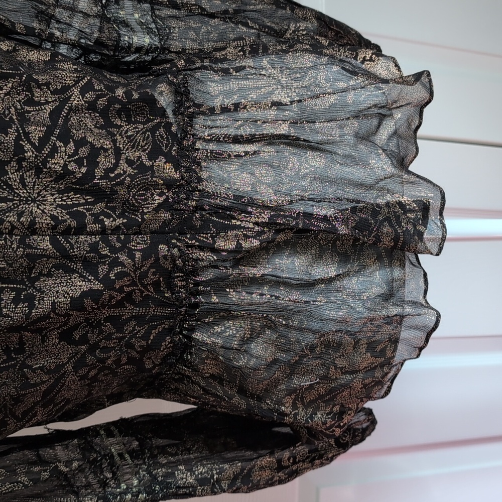 Elie Tahari Black And Gold Silk Blouse - Picture 9 of 12